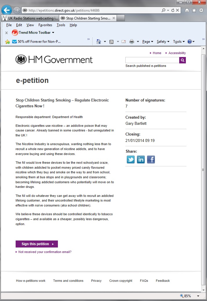 Smokeless Society ePetition 28th Feb 2013